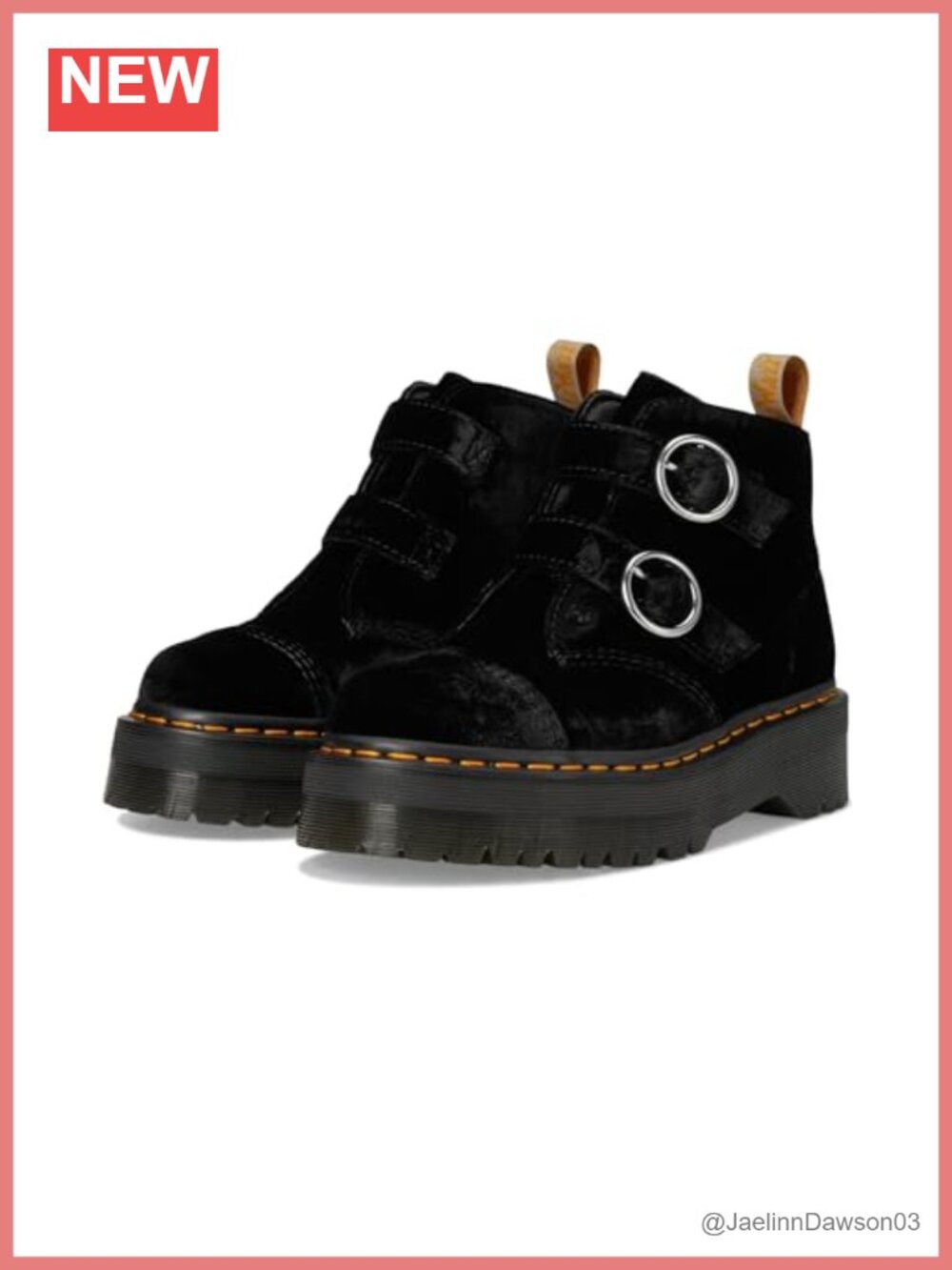 Dr. Martens Vegan Devon Velvet Platform Boots Ankle Bootie Round Toe Synthetic